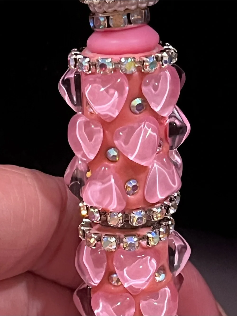 Designer inspired Pink Heart Logo silicone focal fancy Beaded pen